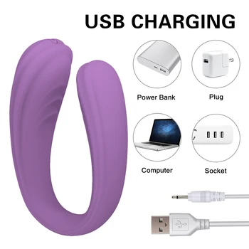  Brezžični Vibrator Odraslih Igrače Za Pare, USB Polnilne Dildo G Spot U Silikonska Stimulator Dvojno Vibratorji Sex Igrača Za Ženske