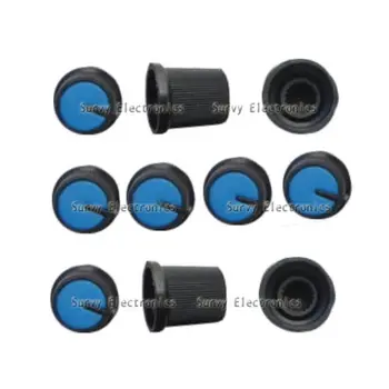  10 kos Črni Gumb Modra Obraz Plastike za Rotacijske Taper Potenciometer Luknjo 6 mm Nova