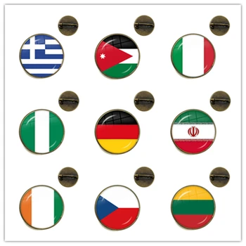  Nacionalno Zastavo Stekla Chrysoprase Broške Grčija,Jordanija,Italija,Nigerija,Nemčija,Iran,Češka Republika,Litva Ovratnik Zatiči Za Darilo