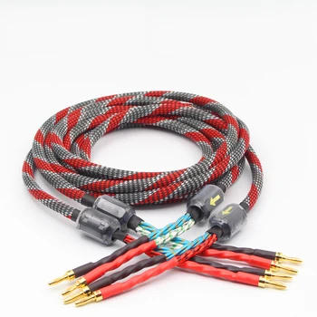  Visoka Kakovost En Par oxygen-free copper avdio kabel zvočnikov HI-FI high-end ojačevalniki zvočniški kabel Banana glavo kabel