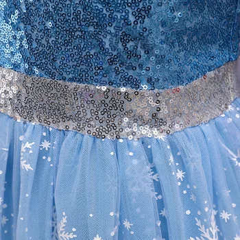  2021 Elsa Princesa Obleko Za Deklice Dolg Plašč Bleščice Risanje Nazaj Rojstni Dan, Poročno Zabavo Kostum Za Otroke Božič Oblačila