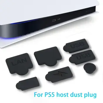  7pcs Črnega Silikona Prah Svečke Nastavite USB Vmesnik Anti-prah Kritje Dustproof Plug Za PS5 igralne Konzole Dodatki Deli