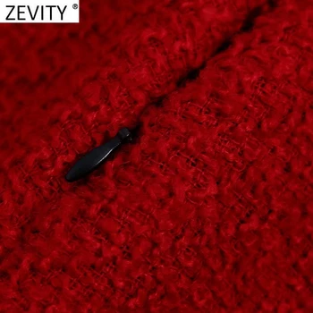  Zevity Nove Ženske Letnik Split Design Teksturo Tweed Volnene Mini Krilo Faldas Mujer Ženske Elegantna Strani Zadrgo Priložnostne Vestido QUN879
