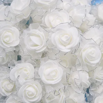  20/50pcs 4 cm Pene Vrtnice Bleščice Bonitete Svile Umetno Cvetje za Poroko Dekoracijo Ročno DIY Venci Obrti Glavo Cvetje