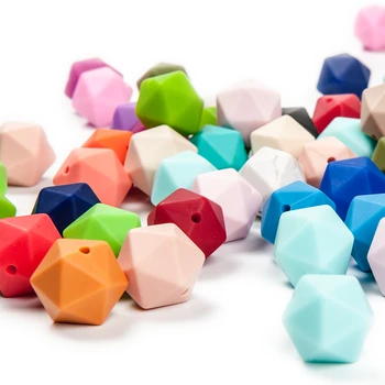  Cute-ideja 100 kozarcev Silikonski Icosahedron Kroglice 17 mm Baby Poligon Žvečljive Teethers DIY Cucla Verige Dodatki za Otroške Izdelke