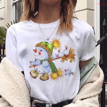  Maycaur Srčkan Nosi s Božični Kroglice Majica s kratkimi rokavi Ženske Modni Božič Harajuku T-shirt Kratek Rokav Bela, ki je Primerna za Vse letne Čase