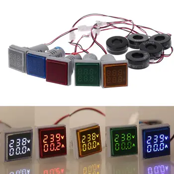  Square LED Digitalni Dvojni Zaslon Voltmeter & Ampermeter Napetosti, Merilnik Tekoči Meter AC 60-500V 0-100A