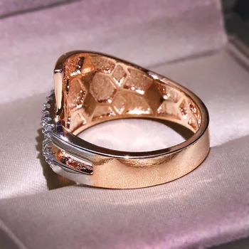  925 SREBRA Preprosto vzdušje dva-barvni krog cirkon rose gold ring ženske poroko udejstvovanje stranka obroč za ženske, vroče prodaje