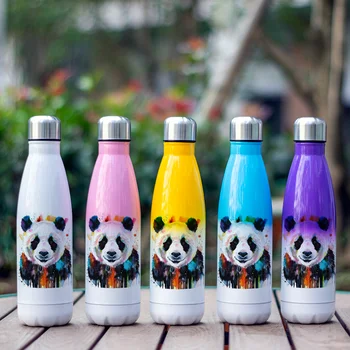 Divje Živali Umetnosti Termovko Cut Akvarel Panda Steklenico Izolirano Vakuumsko Skodelico Iz Nerjavečega Jekla Z Bučko Dvojno Steno Čudovito Tiskanje