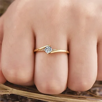  Moda Kristalno Zaročni Prstan za Ženske Luksuzni Zlata, Srebrna barva Krog Cut Poročna Trend White Sapphire Diamond Solitaire Ring