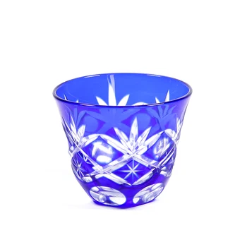  2 Kosa Strani Cut Barvna Stekla, Zaradi Stekleni Pokal Modre Handcraft Stekla Set Strel Kozarec Vina Pokal Edo Kiriko