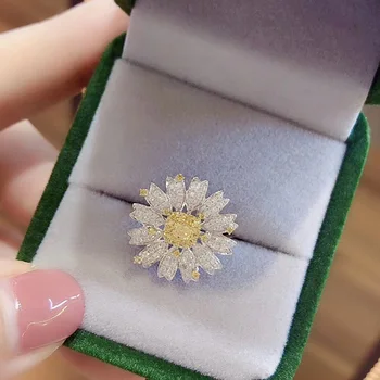  2021 original nova moda, sveža in elegantna barva daisy diamond odpiranje nastavljiv prstan uhan ogrlico, obesek, nastavite