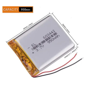  603442 063442 3,7 V 950mAh Litij-polimer baterija za ponovno polnjenje lipo baterije Watch PDA igrače, baterije, medicinske naprave, 603443