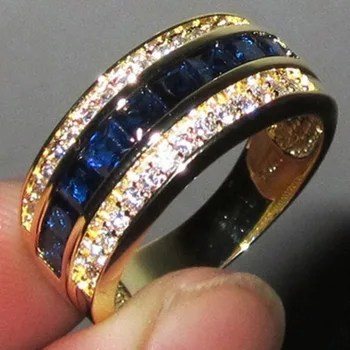  2021 Cirkonij Safir Ring 18k Zlato Flash Bague ali Jaune Bizuteria za Nakit, Ametist Diamante Anillos De Obroči za Moške
