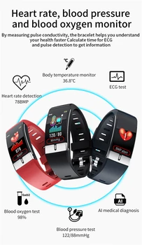  Pametno Gledati Moške z EKG PPG Telesna Temperatura, Srčni utrip, Krvni Tlak Smartwatch Šport Zapestnica manšeta za ios Android