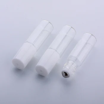  100 Kos/Paket 5ml Prozorno Tanke Steklene Roll na Steklenico Testni Vzorec Eterično Olje Vialah z Roller Kovina /Steklo Žogo