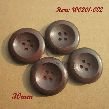  60pcs 30 mm 4-luknjo skledo boku velikih les plašč gumbi naravni material gumbi za diy šivanje dekoracijo na debelo