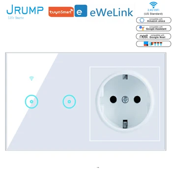  JRUMP Wifi Smart Touch Stikalo za Glasovni Nadzor Stikala za Luč Z Evropskim Standardom Pametno Vtičnico Delo Alexa Echo googlova Domača stran