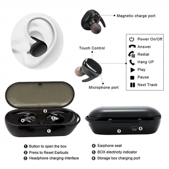  Original TWS Y30 Brezžične Slušalke 5.0 Pametni Telefon Bluetooth Slušalke Touch kontrole 9D Zvok Čepkov šumov Slušalke