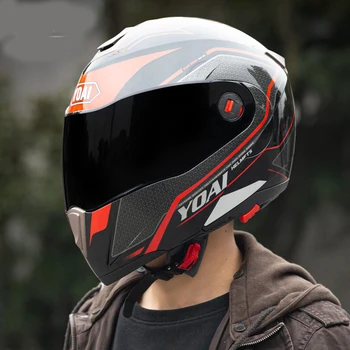  YOAI 4 Sezonah Motocross Čelado Dvojno Objektiv Z Bluetooth motorno kolo Čelada Jahanje Capacete Casco Moto MOTO Full Face Čelado