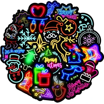  50PCS Neon Slog Božič Grafiti Nalepke, Hladilnik, Telefon, Kitara Motocikel Laptop Prtljage Klasična Igrača Risanka Nalepke za Otrok