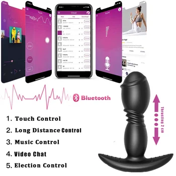  Dildo, Vibrator Big Butt Plug Analni Vibrator Bluetooth Thrusting APP Nadzor Moški Prostate Massager Anus Spola Igrače, Vibratorji za Moške