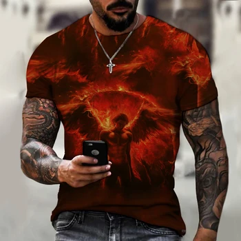 Moška T-shirt 3D Tiskanje Tri-dimenzionalni, Prevelik za Moške O-vratu T-shirt, Casual in Športna, Poletje, Nov Stil, 2021