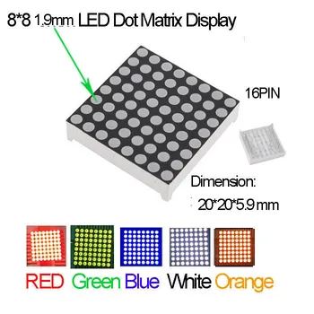 Brezplačna Dostava za 1,9 mm Dot LED Matriko 16 Pin Skupno Anodo Hitro 2pcs/veliko R,G,B,Oranžna Avalible