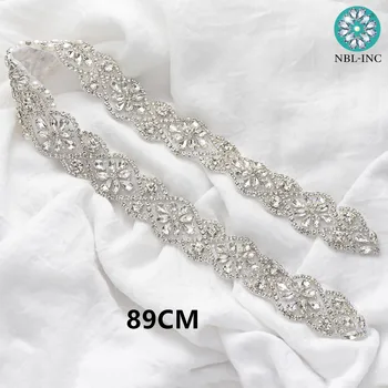  (1PC) poroka poročni strani beaded srebro kristalno nosorogovo applique trim rose gold hot fix železa na za poročne obleke WDD0209