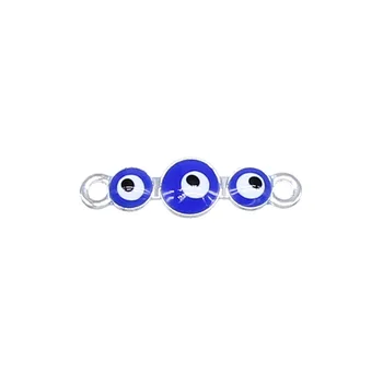  6pcs treh oči krog zla modre oči priključek primeren za nakit zapestnica, zaradi česar dodatna oprema DIY 26*7*3 mm na debelo