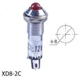  XD8-2 pilotni lučka za vgradnjo v odprtino:8 mm 220VAC,110VAC,24VDC,12VDC,6VDC rdeča,zelena,rumena