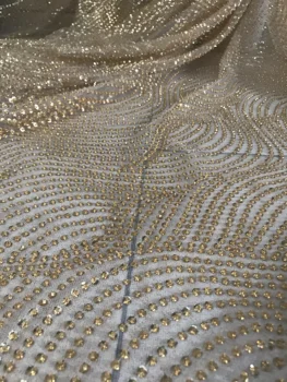  Modna SYJ-666827 vezene čipke tkanine z biseri in bleščice francoski neto čipke tkanina za poročne obleke