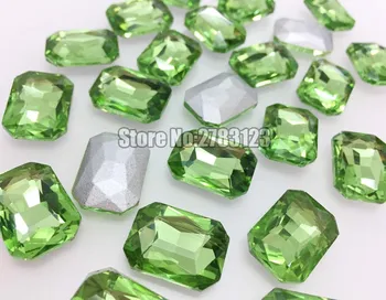  Super flash svetlo zeleni Pravokotnik octagon obliko AAA kristalno steklo pointback svoboden okrasnih,diy pribor za Oblačila SWCP020
