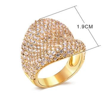  Očarljivo novo krivuljo design prst prstani Belo in zlato barvo luksuzni nakit baker nakita veliko žensk širok obroč