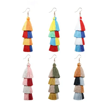  Nov Prihod Uhani Skupaj Multicolor Dolgo Bohemian Tassel Uhani za Ženske Spusti Oblike Modni Nakit Uhani Trendy