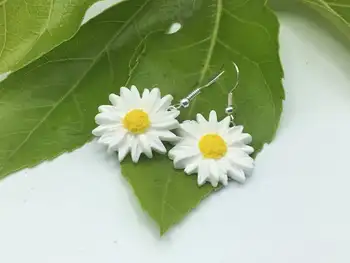  Moda Naravnih Daisy Obesek Beli Cvet, Uhani Nakit Poletje Vrtnar Darilo uhani za ženske